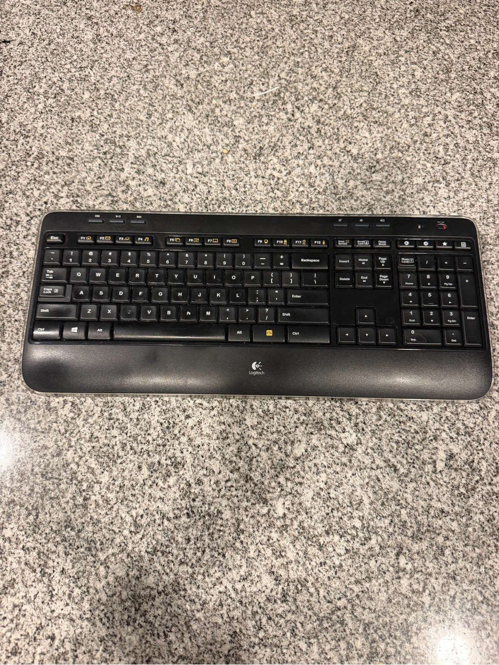 Logitech Black Wireless Keyboard with Palm Rest and Number Pad
